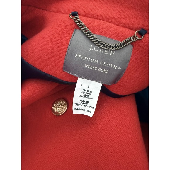J.Crew Stadium Cloth Nello Gori Wool Peacoat Gold Crest Buttons Size 2 49360 - Picture 10 of 10